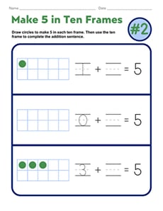 Make 5 in Ten Frames #2