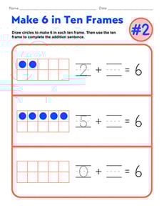 Make 6 in Ten Frames #2