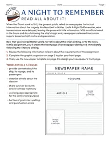 Book Study: A Night to Remember: Read All About It!