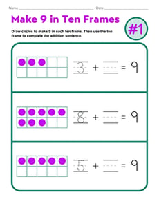 Make 9 in Ten Frames #1