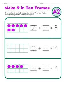 Make 9 in Ten Frames #2