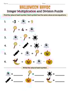 Halloween Havoc: Integer Multiplication and Division Puzzle
