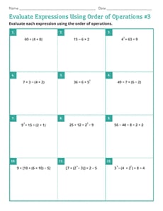 Evaluate Expressions Using Order of Operations #3
