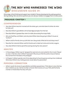 Book Study: The Boy Who Harnessed the Wind: Discussion Guide #1