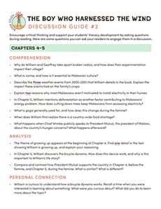 Book Study: The Boy Who Harnessed the Wind: Discussion Guide #2