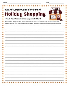 Fall Argument Writing Prompt #3: Holiday Shopping