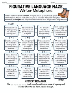 Figurative Language Maze: Winter Metaphors