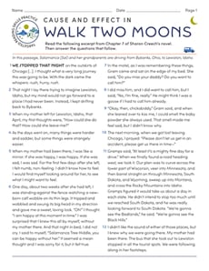 Targeted Reading Skills Practice: Cause and Effect in Walk Two Moons