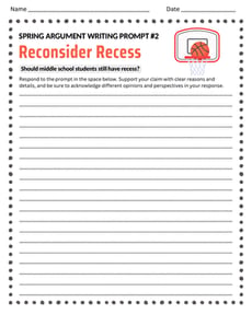 Spring Argument Writing Prompt #2: Reconsidering Recess
