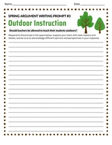 Spring Argument Writing Prompt #3: Outdoor Instruction