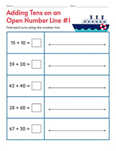 Adding Tens on an Open Number Line #1