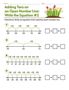 Adding Tens on an Open Number Line: Write the Equation #2