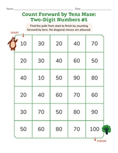 Count Forward by Tens Maze: Two-Digit Numbers #1