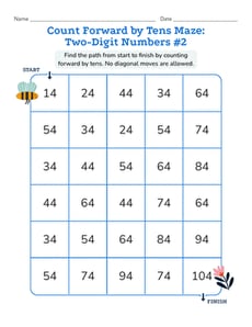 Count Forward by Tens Maze: Two-Digit Numbers #2