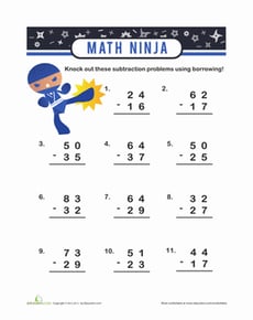 Ninja Subtraction with Borrowing