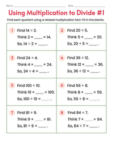 Using Multiplication to Divide #1