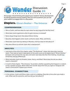 Novel Study: Wonder: Discussion Guide #4
