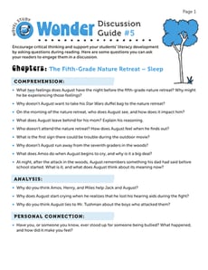 Novel Study: Wonder: Discussion Guide #5