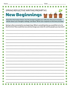 Spring Reflective Writing Prompt #1: New Beginnings