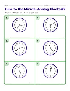 Time to the Minute: Analog Clocks #2
