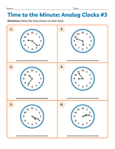 Time to the Minute: Analog Clocks #3