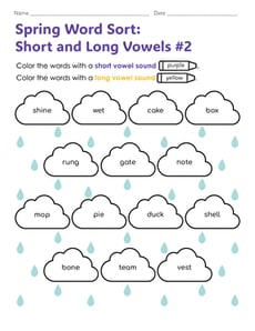 Spring Word Sort: Short and Long Vowels #2