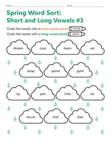 Spring Word Sort: Short and Long Vowels #3