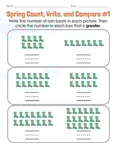 Spring Count, Write, and Compare #1