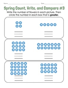 Spring Count, Write, and Compare #3