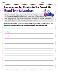 Independence Day Creative Writing Prompt #2: Road Trip Adventure