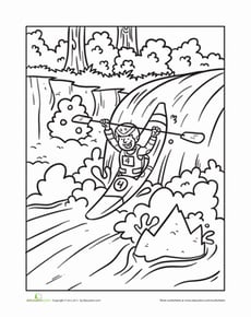 Kayaking Coloring Page