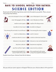 Back to School: Would You Rather? Science Edition