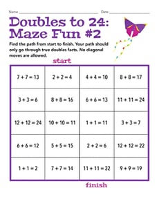 Doubles to 24: Maze Fun #2