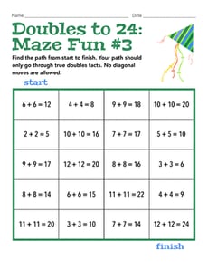 Doubles to 24: Maze Fun #3