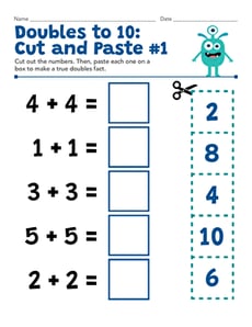 Doubles to 10: Cut and Paste #1