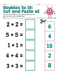 Doubles to 10: Cut and Paste #2