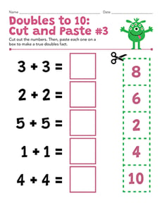 Doubles to 10: Cut and Paste #3
