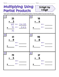 Multiplying Using Partial Products: 2-Digit by 1-Digit
