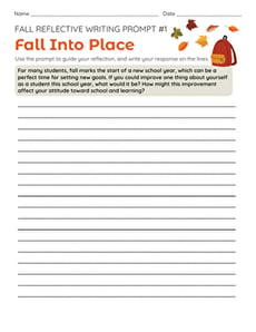 Fall Reflective Writing Prompt #1: Fall Into Place