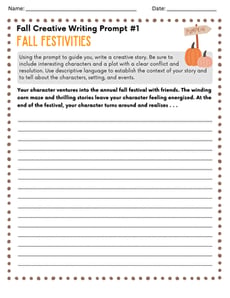 Fall Creative Writing Prompt #1: Fall Festivities