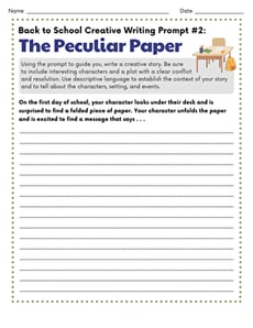 Back to School Creative Writing Prompt #2: The Peculiar Paper