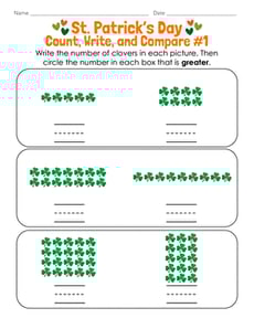 St. Patrick's Day Count, Write, and Compare #1