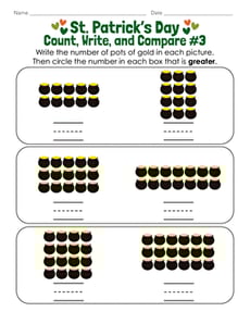 St. Patrick's Day Count, Write, and Compare #3