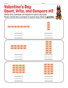 Valentine's Day Count, Write, and Compare #2