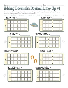 Adding Decimals: Decimal Line-Up #1