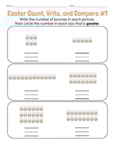 Easter Count, Write, and Compare #1