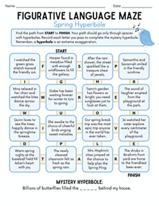 Figurative Language Maze: Spring Hyperbole