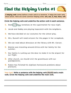 Find the Helping Verbs #1