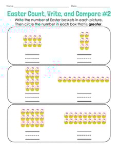 Easter Count, Write, and Compare #2