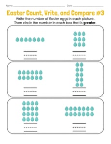 Easter Count, Write, and Compare #3